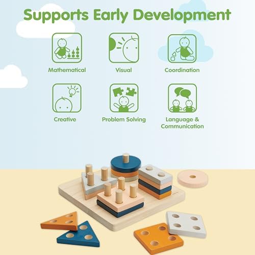 PlanToys® Geometric Sorting Board Orchard Shade, Montessori Kids Shape Toy - Image 4