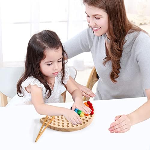ibwaae Wooden Peg Board Beads Game Color Sorting Toys Counting Matching Game Bead Counting Fine Motor Skill Montessori Toys for Toddlers (Rainbow) - Image 3