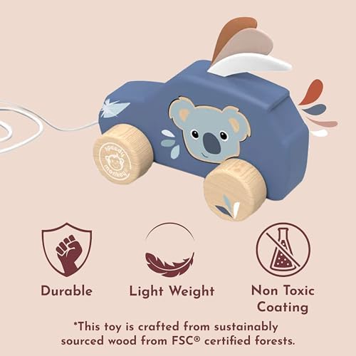 SPEEDY MONKEY Wooden Pull-Along Car | Rolling Toddler Pull Toy Kids Gift - Image 4