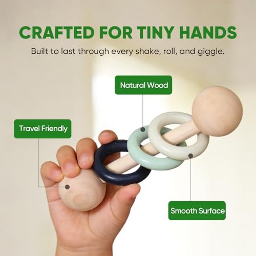 12 PCS Wooden Baby Musical Instruments Set, Montessori Style Sensory Percussion Toys for 0-3 Years, Neutral Boho Shakers & Rattles, Non-Toxic Natural Wood Early Learning Gift for Infant Boys Girls - Image 2