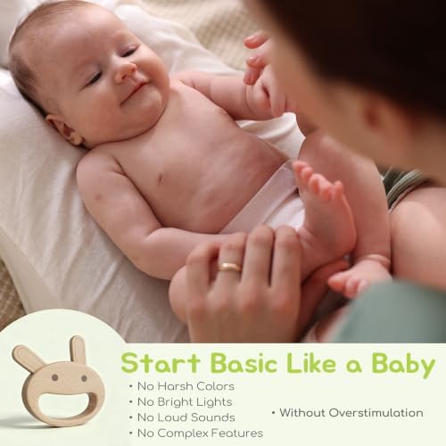 Rabbit Wooden Baby Rattle Teether, Natural Beechwood, Montessori Toy - Image 4