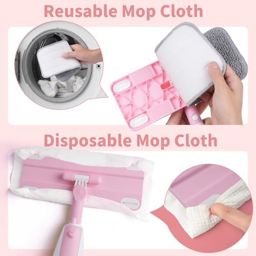 Kids Spray Mop,Toddler Mop Cleaning Set, Real Working Mini Mop & Kids Broom Dustpan Set, Housekeeping Pretend Play Toy, Montessori Kid Cleaning Toy Set Includes Organizer Clip -Pink - Image 2
