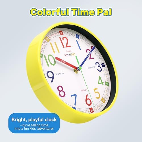 VIKMARI Learning Clock for Kids Classroom 10" Battery Operated Teach Time - Image 3