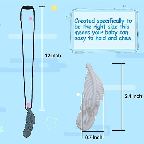 Sensory Chew Necklace for Kids, Boys and Girls, 5 Pack Silicone Feather Chewy Necklaces for Autism, ADHD, Chewing, Oral Motor Chewable Pendant for Mild Chewers - Image 5