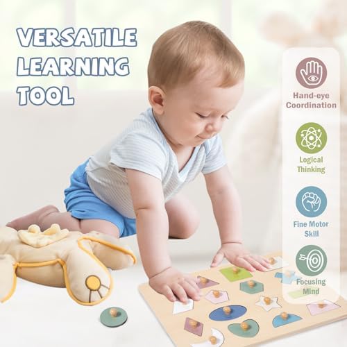 Adena Montessori 16-Piece Shape Peg Puzzle, 2-4y - Image 2