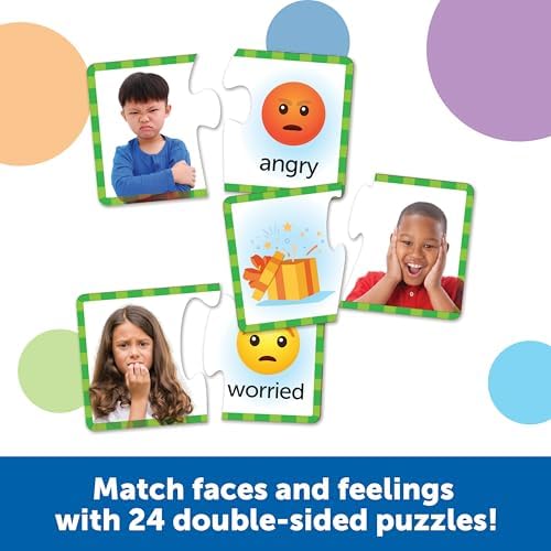 Learning Resources Feelings & Emotions Puzzle Cards - SEL, Emotional Regulation Tools for Kids, Toddlers Calming Corners, Montessori Essentials, Matching Games, Flash Cards, Homeschool, Preschool - Image 2