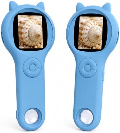 2Pcs Blue Microscope for Kids-200X Portable Digital Mini Microscope- Your Little Scientist Miniscope - STEM Toy for Age 5 6 7 8 9 10 11 12 Years Old Toddlers. by Ashfly