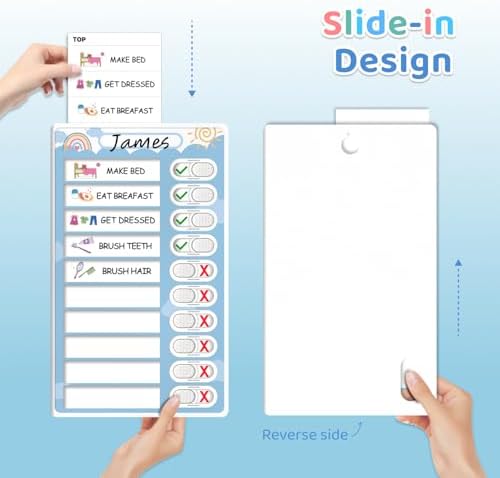 4 in 1 Namable Chore Chart for Kids, Dry Erase Morning/Bedtime Routine Chart for Kids for Refrigerator, Magnetic Visual Schedule for Kids Toddlers to Do List Checklist for Multiple Kids - Image 4