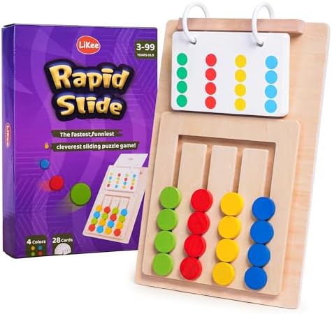 LiKee Slide Puzzle Color Sorting Matching Toys, Airplane Car Travel Busy Board for Toddler No-Lose-Parts and Portable, Montessori Wooden Educational Toys Board Games for Kids Boys Girls 3+ Years Old by LiKee