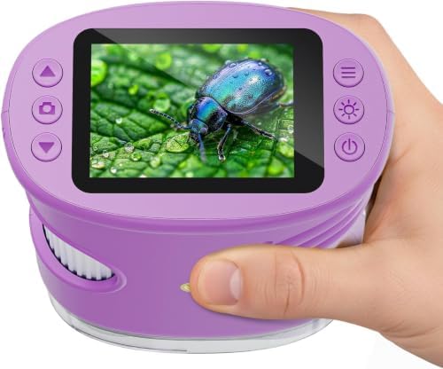 Temodu Kids Microscope 2.0" Screen 1000X Digital Microscope for Kids, Mini Pocket Handheld Microscopes for Children Birthday Festival Gift, Science Education Fun Toys for Boys Girls Ages 4-12 (Purple) by TemoduCameraforKids