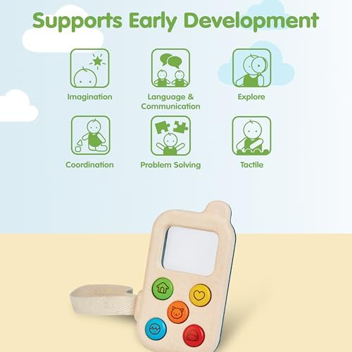 PlanToys® Wooden My First Phone Toy for Toddlers Montessori Baby Sensory - Image 5