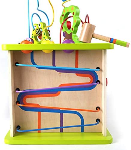 Hape Country Critters Play Cube| Wooden Learning Puzzle Toy for Toddlers, 5-Sided Activity Centre with Animal Friends, Shapes, Mazes, Wooden Balls, Shape Sorter Blocks and More - Image 4