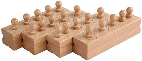 Adena Montessori Wooden Small Cylinders Block, Knobbed Cylinder Socket, Sensorial Educational Tools Preschool Early Learning Toys for Kids, Set of 4, Ages 2+ - Image 2
