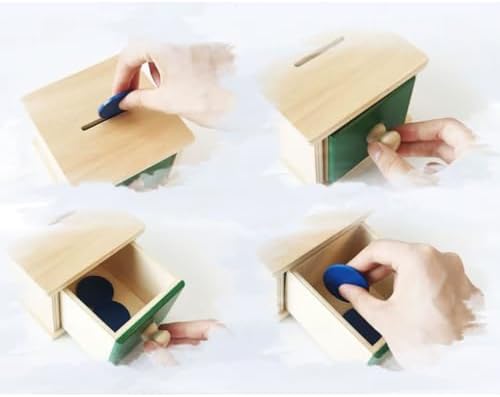 Montessori Coin Box & Practical Life Activity Set - Wooden Coin Drop Box, Savings Bank with Coins & Felt Cup - Image 3