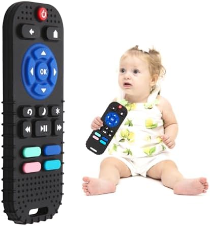 Hooku Silicone Teething Toys for Babies 0-6 Months, Teethers for Babies 6-12 Months, Remote Teether for Baby, Sensory Toys for Babies, Baby Chew Toys by Hooku