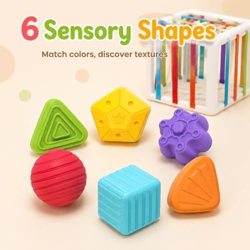 Montessori Toys for 1 Year Old - 6 Pc Shape Sorter Activity Cube - Image 4