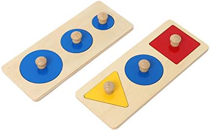 Montessori Multiple & Single Shape Puzzles - Jumbo Knob Wooden Geometry & Color Sorter for Toddlers by Thoth