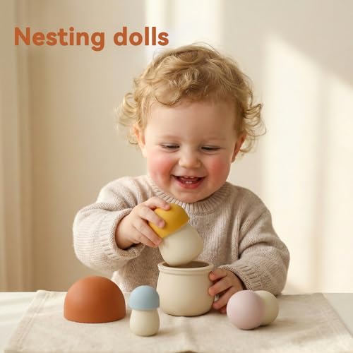 ibwaae Silicone Nesting Dolls for Kids Easter Toys 2-in-1 Russian Nesting Dolls & Stacking Toy Montessori Educational Bath Toys Toddler Gifts - Image 3