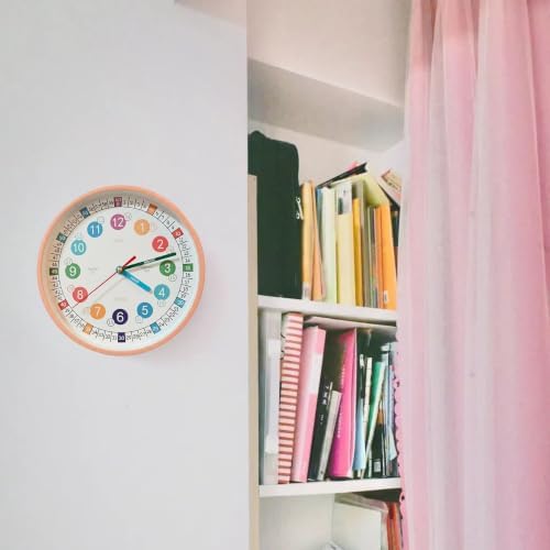 Learning Time 8 Inch Wall Clock for Kids,Non-Ticking Kids Colorful Clock,Silent Wall Clock Decorative for Kids Room ，School Classroom（Peach Pink，8 Inch） - Image 7