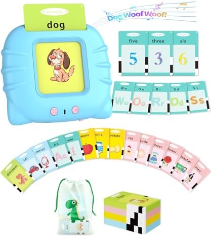 Aullsaty Talking Flash Cards for Toddlers 1-5 Years Old, Upgraded 536 Sight Words with 6 Songs Montessori Autism Sensory Toys, Educational Learning Speech Therapy Birthday Gifts for Boys Girls (Blue) by Aullsaty