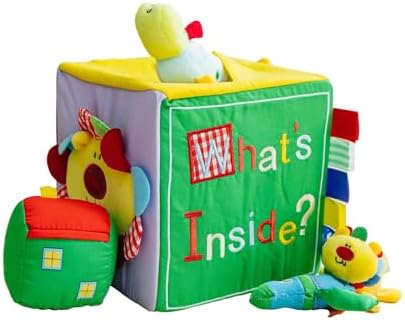 Genius Baby Toys What's in the Box, Object Permanence Toy for Babies, Soft Plush Toys Hidden Inside, High Contrast, BPA-Free, Developmental Gift for Infants, 0–12 Months by GeniusBabyToys