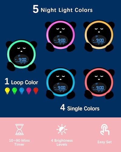 OK to Wake Clock for Kids, Sleep Training Clock with Night Light and Sound Machine, Kids Alarm Clock for Bedrooms (Pink) - Image 4