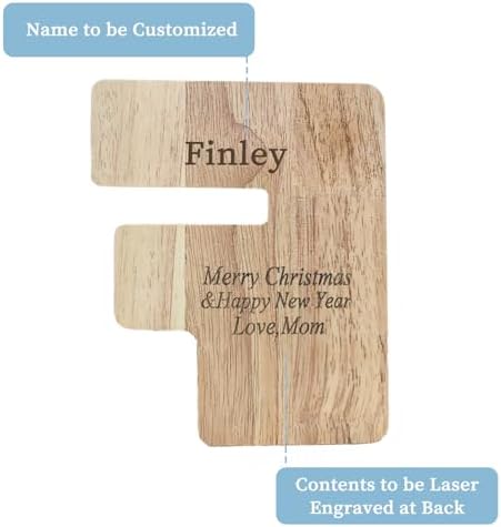 Wooden Letter Piggy Bank for Kids Boys Girls,Personalized Piggy Bank (Laser Engraving),A-Z Letters Coin Bank Money Box Customized Name, for Family Christmas Birthday Gift (F) - Image 2
