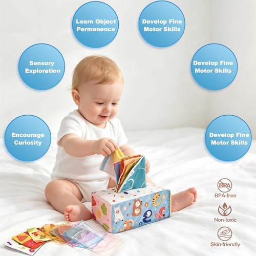 Montessori Toy Set 6 in 1 Baby Toys 6 to 12 Months, Montessori Toy for Toddlers 1-3, Infant Teething Babies Toy Stacking Blocks Rings Pull String Toy - Image 3