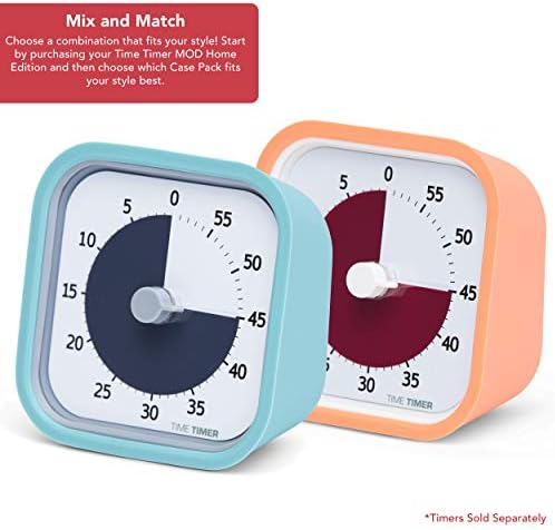TIME TIMER Home MOD Color Cases - for Classroom Learning, Homeschool Study Tool, Student Desk Clock and Office Meetings with Silent Operation (2-Pack), Orange & Blue Pack - Image 2