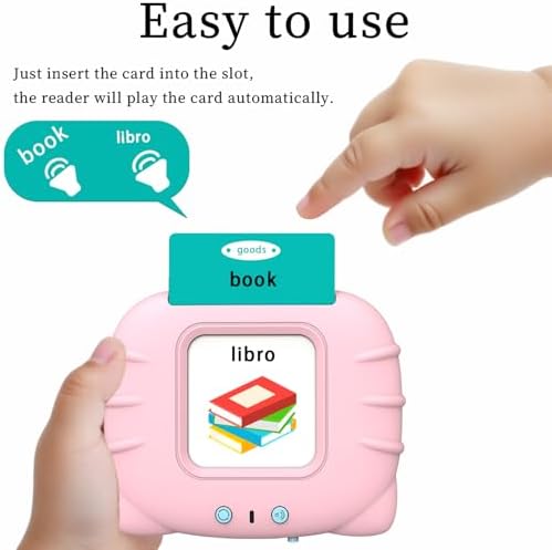 Startcan Spanish & English Talking Flash Cards for Girls 3-6, Audible Toys with Music to Learn Numbers 0-100, Letters, Phrases and More Spanish and English Vocabulary - 278 Cards and 556 Words(Pink) - Image 2