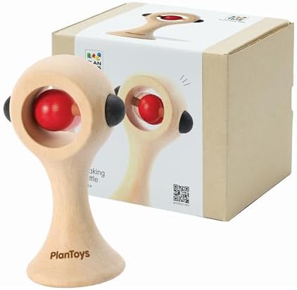 PlanToys® Wooden Baby Rattle Montessori Infant Sensory Toy for Newborns by PlanToys