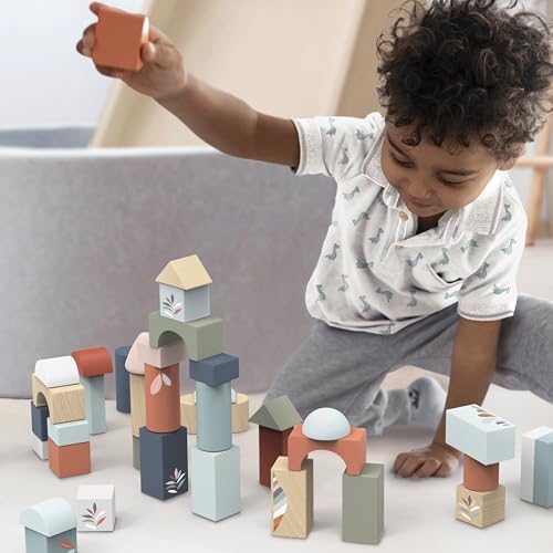 SPEEDY MONKEY Wooden Building Blocks | 50 Pcs with Storage Bucket Playset - Image 2