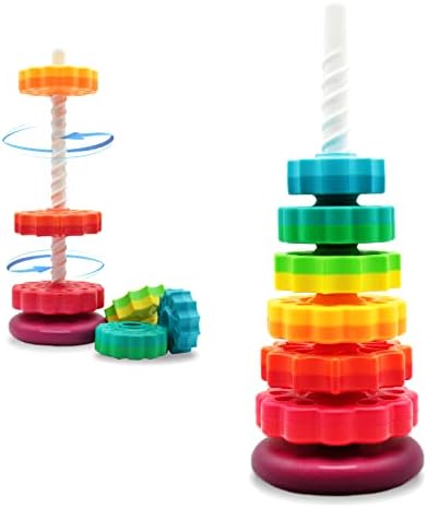 LUCKFUTURE Educational Spinning Stacking Toys, Rainbow Stacking Rings Baby Toy, Montessori Sensory Learning Toy for Girls and Boys Toddlers Toys for 1-3 Year Old by LUCKFUTURE