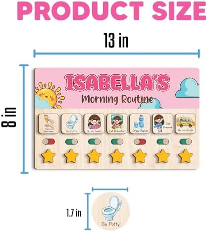 Personalized Wooden Chore Chart for Kids, Daily Routine Chart for Toddlers, Visual Schedule for Kids Age 3-5, Morning Bedtime Routine for Girls (01) - Image 4