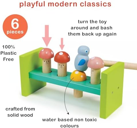 Mentari Toys - Woodland Hammer- 6pc Montessori Toy - Wooden Pounding Bench with Birdie Hammer - Boost Fine Motor Skills and Hand-Eye Coordination in Toddlers - Early Development Toy - Age 18m+ - Image 3