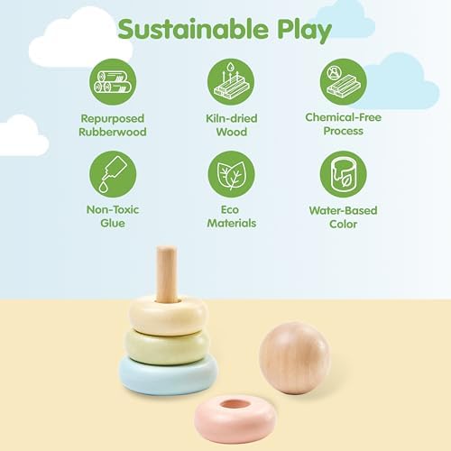 PlanToys® First Stacking Ring Wooden Montessori Baby Toddler Learning Toy - Image 3