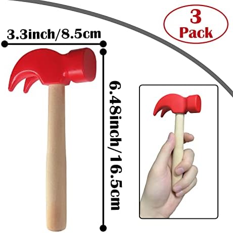 HEIPINIUYE 3 PCS Wooden Hammer Toys Simulation Hammers Maintenance Tools for Kids Children Birthday Party Games Supplies - Image 4