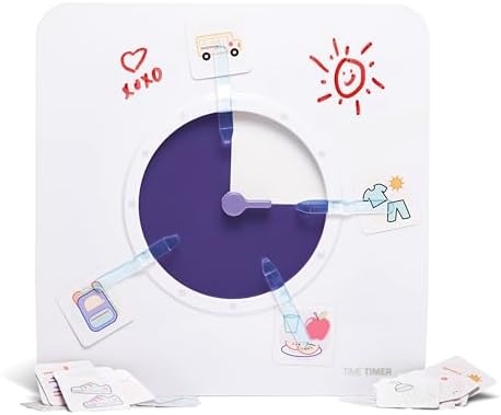 TIME TIMER Visual Schedule Package - 8-inch 60 Minute Visual Routine Timer with Dry Erase Board, PECS Cards, and Whiteboard Marker - for Kids Desk, Classroom, Home, and Routines (Purple) by TimeTimer
