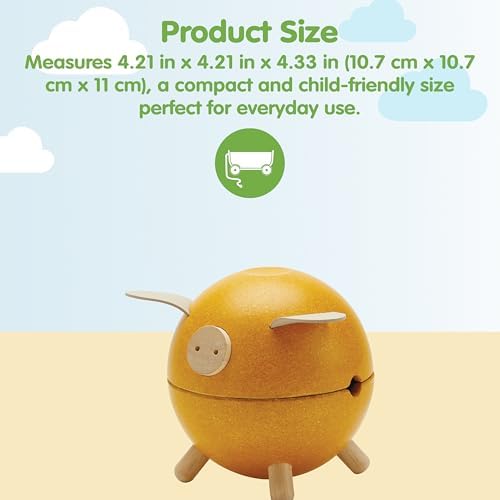 PlanToys® Wooden Piggy Bank in Yellow for Kids | Montessori-Inspired Play - Image 2