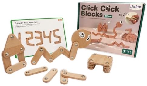 Didax Click-Click Blocks 33-Piece Set – Hands-On STEM Building Blocks for Early Math, Patterning & Spatial Reasoning | Interlocking Educational Manipulatives for PreK–1 Classroom & Homeschool Learning by Didax