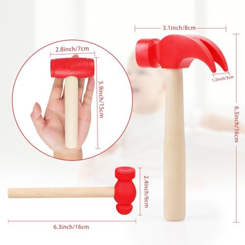 3pcs Wooden Mallet Toy Hammer Simulation Wooden Hammers Small Plastic Toddler Fake Hammer Portable Maintenance Kids Tools Toys Pretend for Boys Girls - Image 3