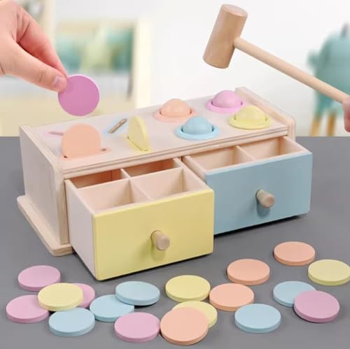 Montessori 2-in-1 Coin Drop & Pounding Bench, Shape Sorting & Fine Motor Skill Development - Image 5