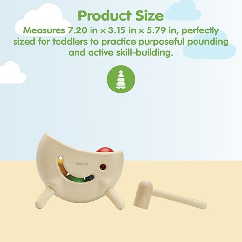 PlanToys® Miracle Pounding II Wooden Pounding Bench Toy for Kids Ages 2+ | Montessori Fine-Motor & Hand-Eye Coordination Activity for Focus & Strength | Eco-Friendly Educational Toy - Image 2