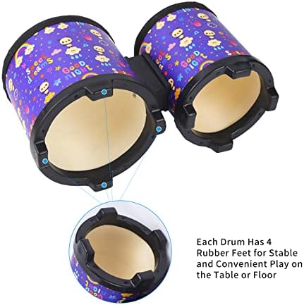 Kids Bongo Floor Tom Drum Set: 5-6 Inch Baby Wooden Music Drums Percussion - Image 3