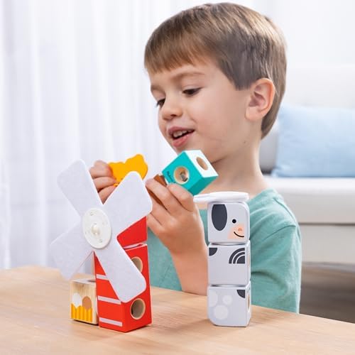 Melissa & Doug Blockables™ Farm and Woodland 2-Pack Bundle Connectable Wooden Building Blocks Preschool Play Set Toy - Image 3