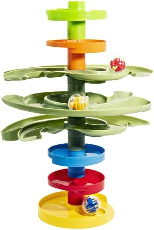 WEofferwhatYOUwant 2-Way Ball Drop – Montessori STEM Ball Tower Toy for Toddlers 9M+ | Dual Ramp Design, Expandable Green Tracks, Large Rattle Balls, Easy Assembly, BPA-Free Safe Plastic - Image 2