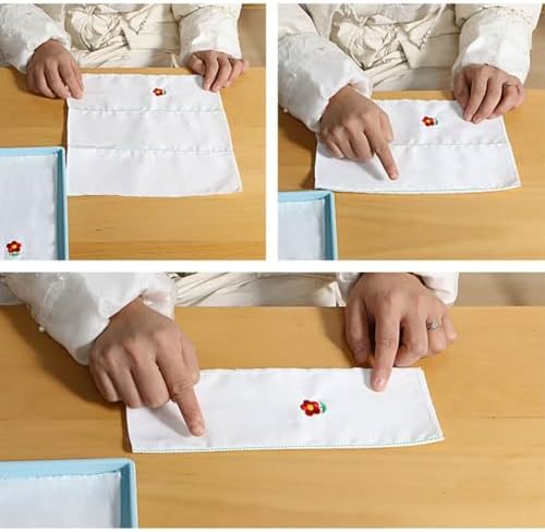 Montessori Cotton Folding Cloth Set | Practical Life Fine Motor Folding Practice Toy with Storage Tray - Image 5