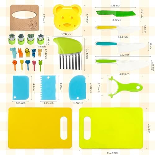 27 Pcs Montessori Kitchen Tools for Toddlers, Kids Knives for Real Cooking Safe Knife Set Include Toddler Cutting Boards Sandwich Cutters Peeler for Birthday Tools for Age 2-10 Year Old Girl Boy - Image 4