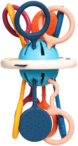 LiKee Montessori Toys for Baby Infant 4+ Months, Sensory Development Toys Silicone Pull String Toy Gift for Toddlers by LiKee