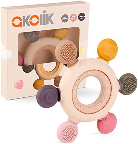 akolik Baby Teething Toys,Teething Relief Teethers Toy for Babies 0-3-6-9-12 Months Old Boys Girls BPA Free Baby Chew Toys Infant Toys Newborn Accessories by Unknown